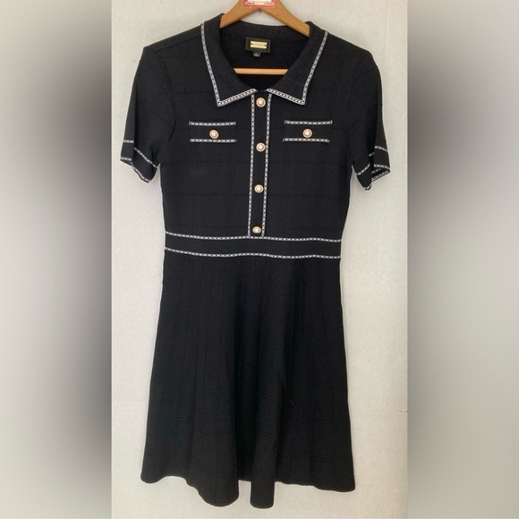 Alexia Admor Black Mini Dress with White Accents - Picture 2 of 9